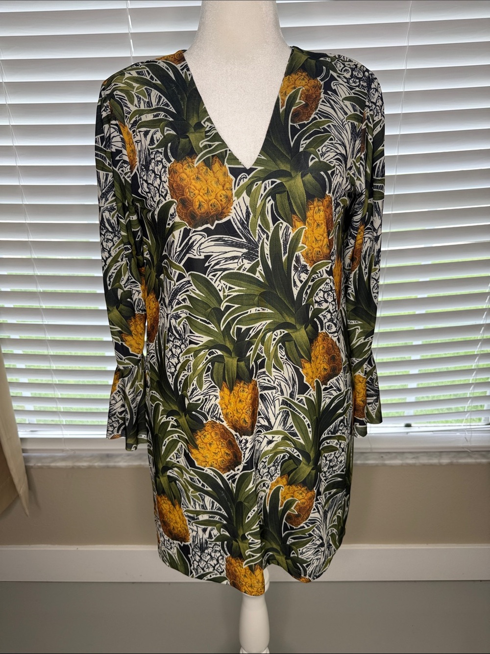 Pineapple Print V-Neck swimsuit - Green & Yellow